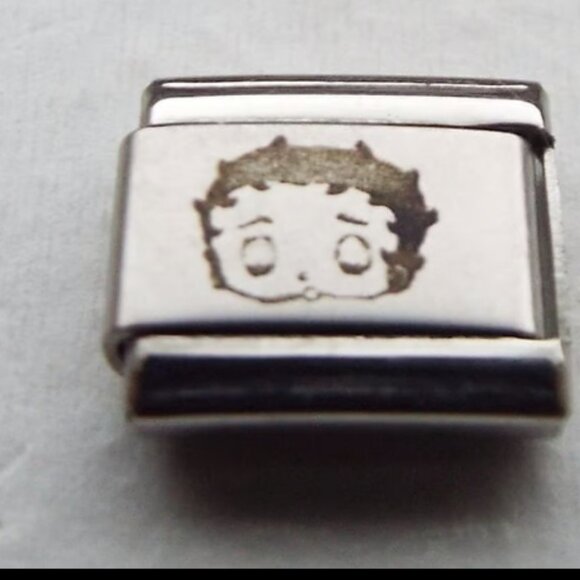 Betty Boop laser 9mm stainless steel italian charm bracelet link new - Picture 1 of 2